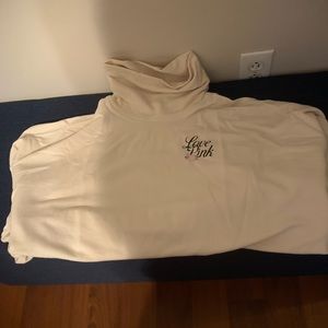 Victoria’s Secret turtleneck oversized sweatshirt in ivory with Love Pink logo